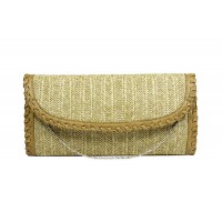 Evening Bag - 12 PCS - Straw Like w/ Whipped Trim - Beige - BG-92072BEI